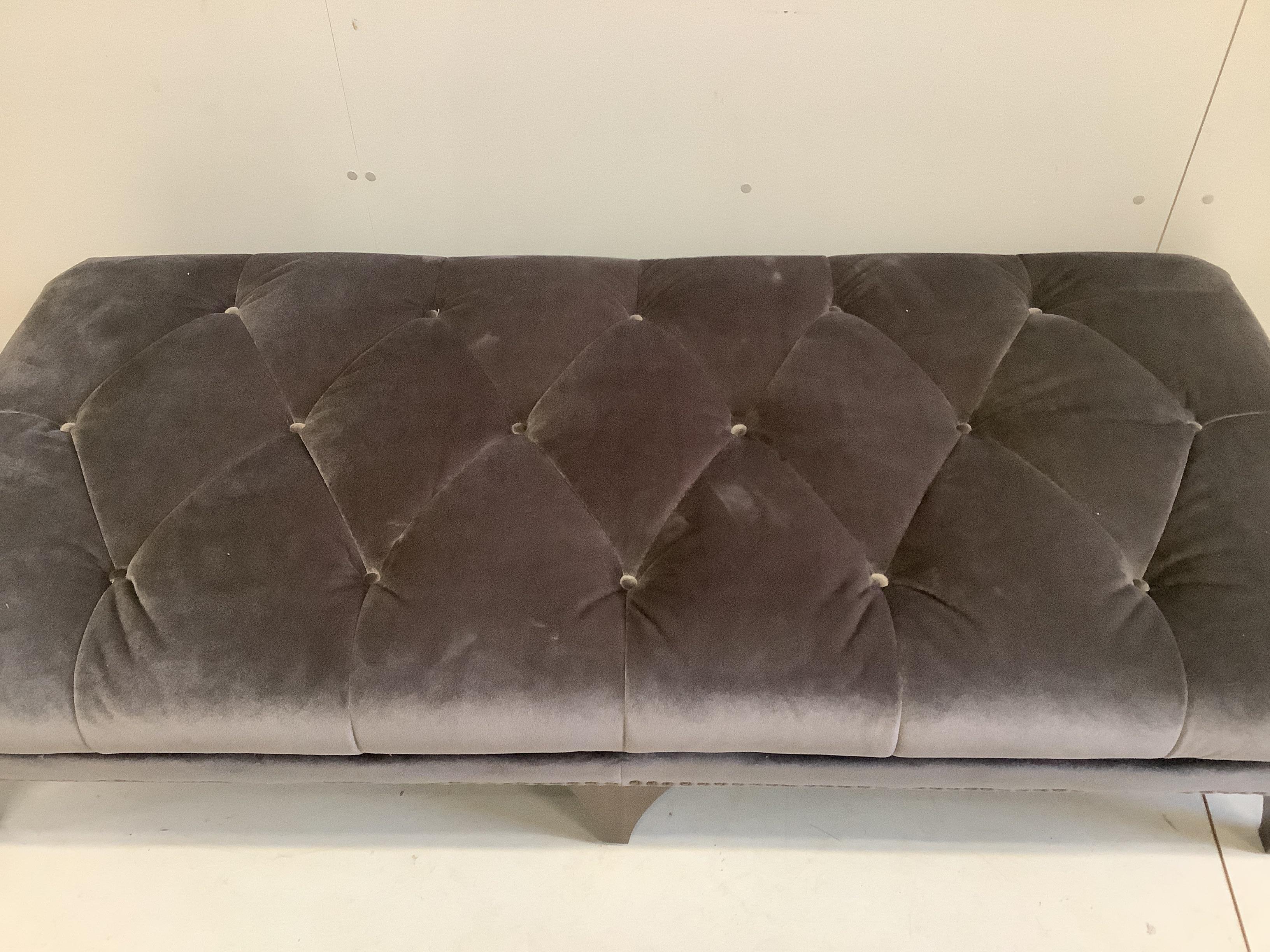 A large rectangular contemporary footstool by Alexander James, width 174cm, depth 82cm, height 40cm